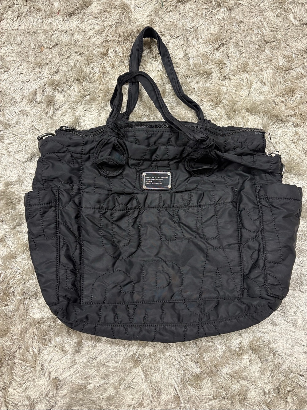 Large Marc by Marc Jacobs Black Quilted Tote Bag nylon